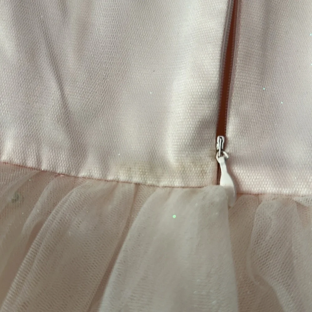 American Princess Blush Pink Tulle Flower Girl Dress Pearl Formal 4T